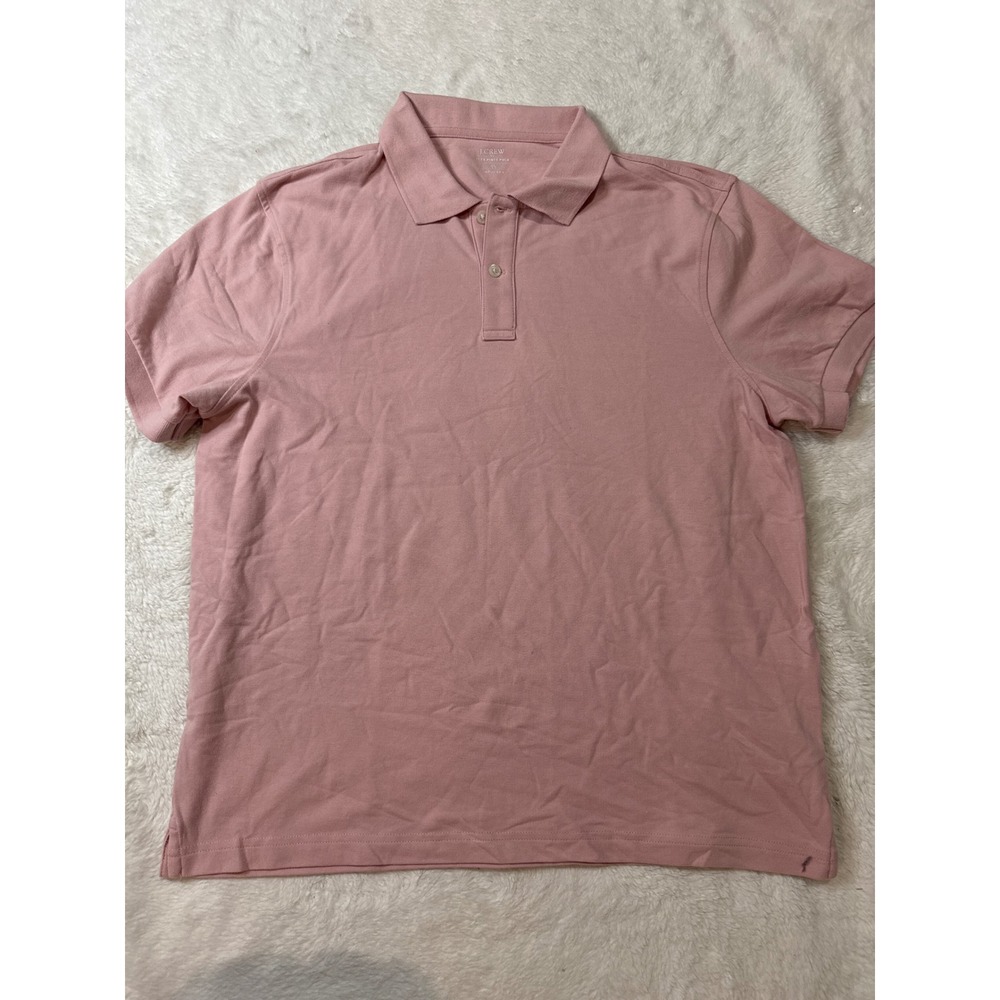 J.Crew Flex Pique Polo Mens Large Pink Excellent Untucked Short Sleeve Top